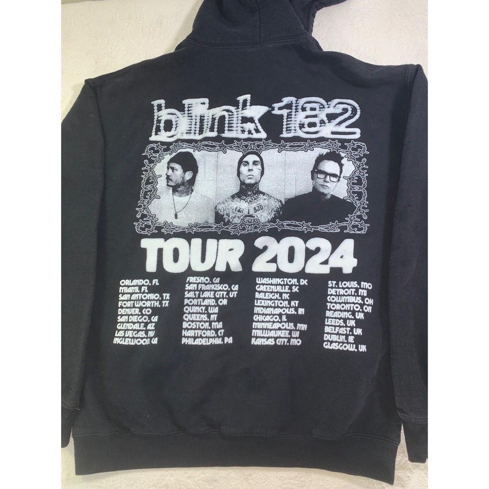 Blink-182 One More Time Tour 2024 Hoodie Black Mens Medium Concert Band Pullover